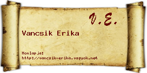 Vancsik Erika névjegykártya